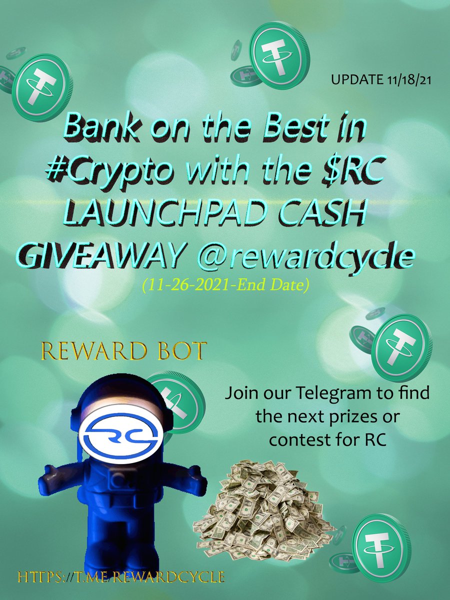 chazzypop's tweet image. Bank on the Best in #Crypto with the $RC LAUNCHPAD CASH GIVEAWAY @rewardcycle  
Welcome to this week's cash #giveaways! 
To get the most points, simply complete these tasks! Three #winners will be announced in REWARD CYCLE, our official telegram.
shorturl.at/gtLS7
#BNB #BTC