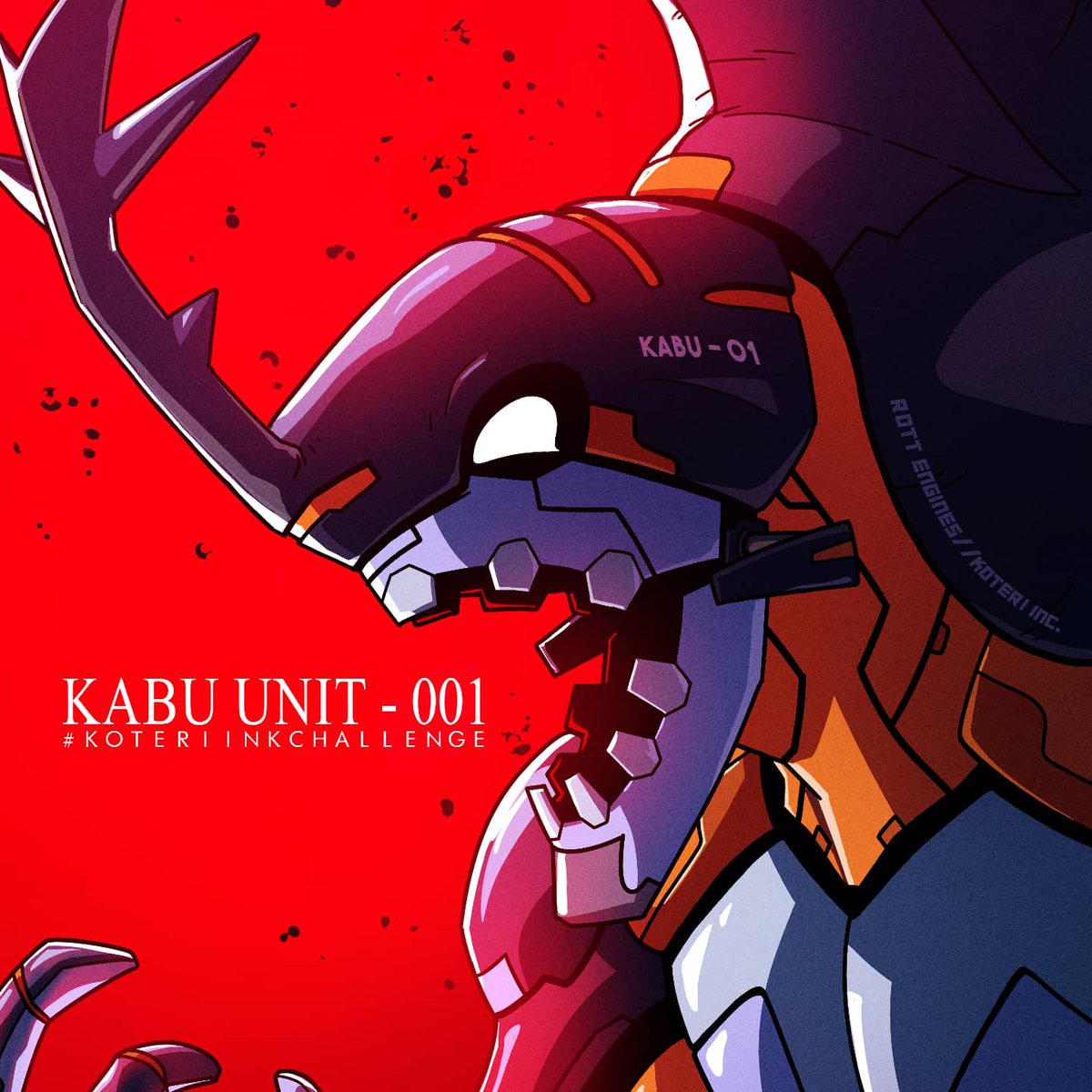 R0ttPunk's tweet photo. A #drawthisinyourstyle for @koteriink #koteriinkchallenge. Made his character Kabu into an EVA unit :P https://t.co/YE794dMuwD