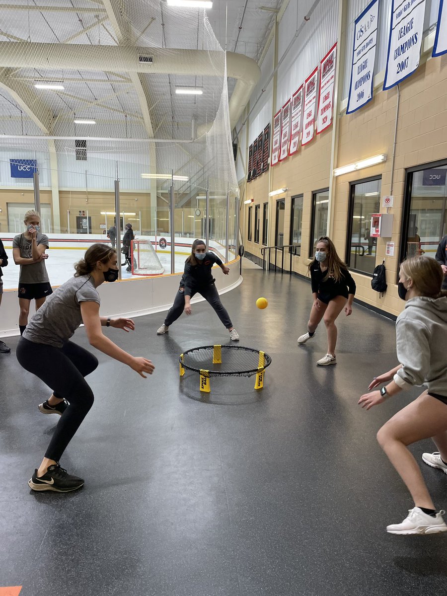 RidleyHockey's tweet photo. After a skills session for lunch hour practice today a spike ball tournament was in order! Lots of great memories were made! Let’s keep it rolling into the weekend! https://t.co/weVRYDeqKU