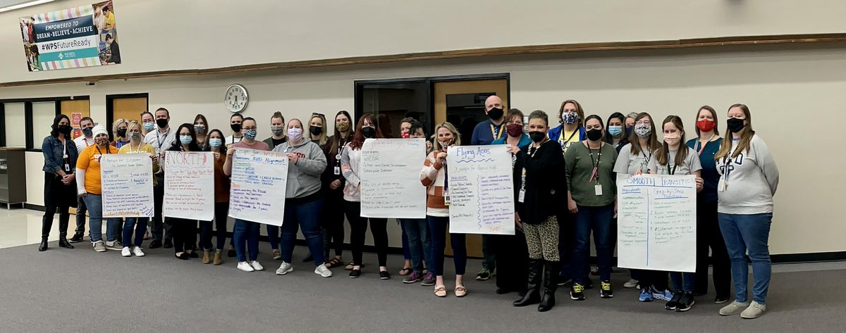 WPSAVID's tweet photo. What a great evening collaborating with our #WPSAVID Secondary Site Coordinators!! Raegan kept the team engaged in feeder pattern work to improve communication & student recruitment initiatives. #teambuilding #CarouselBrainstorm #WICOR #celebrations https://t.co/JSPh1BGYZG