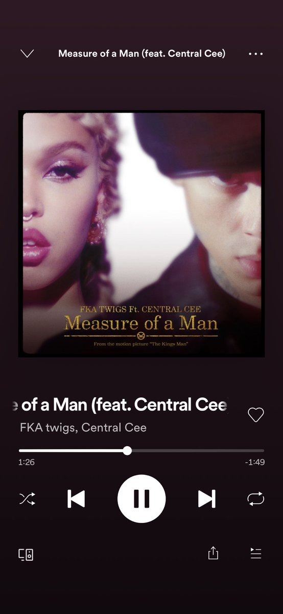 TopTenSpotify's tweet image. Mi recomendación para hoy es:

FKA twigs - Measure of a Man (feat. Central Cee) 👌🏼
