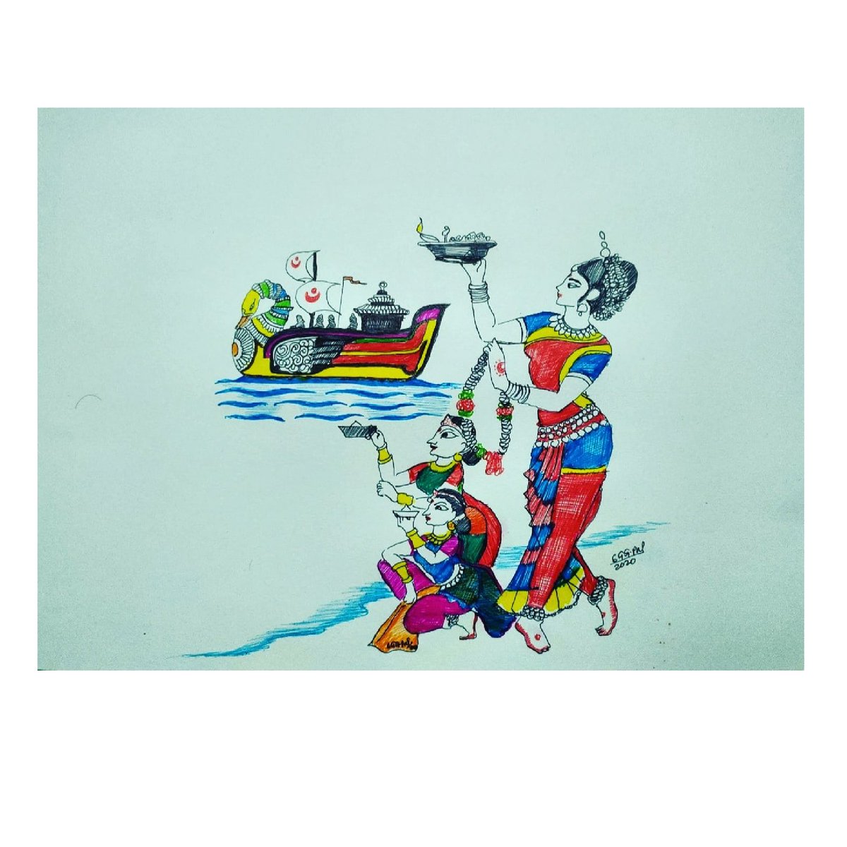 debabrata_pall's tweet image. Basically kartika purnima is the last day of kartika month.Also estarn people from India  (odisha,west bengal) celebrate this to remember and recall the old tradition of doing business in Boita (a gigantic boat) in other countries.
Sketch
 
#debabratapal #creativesketch #boita