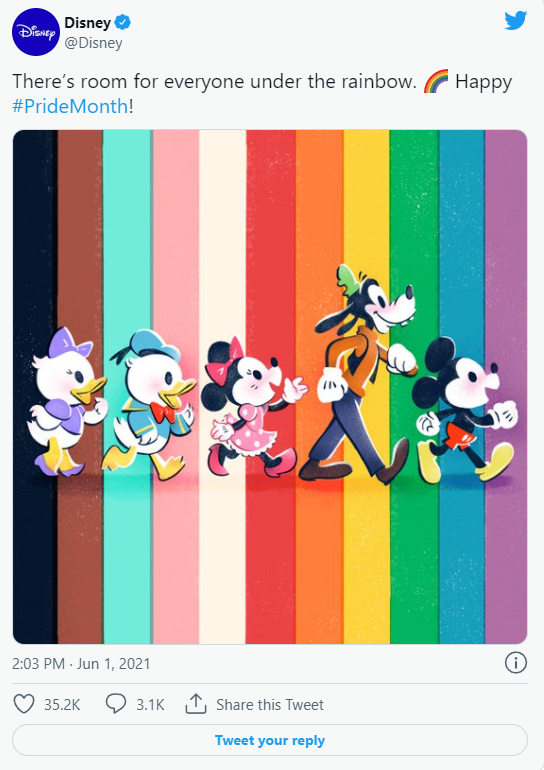 ToonGrin's tweet photo. @JP_Criacoes @Disney @Pixar @starwars @Marvel @TheSimpsons This is a company that is pure hypocrisy. Like this pride post, look at all the straight characters to represent the welcoming of LGBT+ with no LGBT+ characters. Or how about the LGBT+ removal overseas? This company's only consistency is it's #PassiveProgressive. https://t.co/dbn9S7J8EN