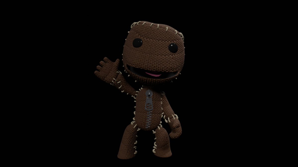 Finished making a (Sack)thing. Custom model and materials from scratch by me. <a href="/LittleBigPlanet/">Sackboy: A Big Adventure | LittleBigPlanet</a> 

Can't wait to get this guy dancing and moving!