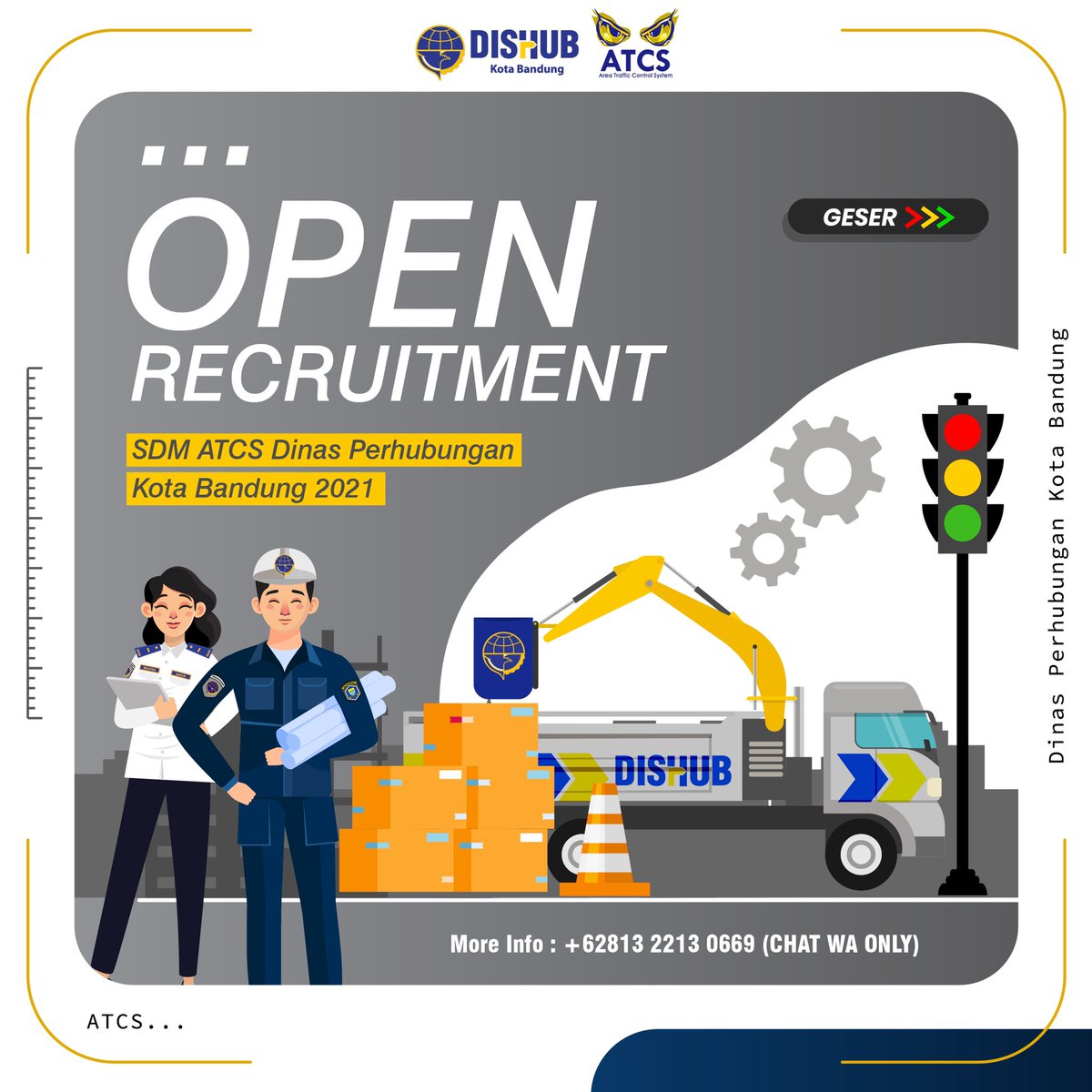 AtcsBandung's tweet photo. Halo wargi Bandung, kabar gembira nihhh dalam waktu dekat kami akan Membuka Rekrutmen untuk SDM ATCS Kota Bandung

Formasi yang dibutuhkan Operator &amp; Teknisi APILL..
Mohon disimak dan di baca baik-baik untuk persyaratan yang terlampir slide per slidenya ya.. https://t.co/okvnkGsrtU