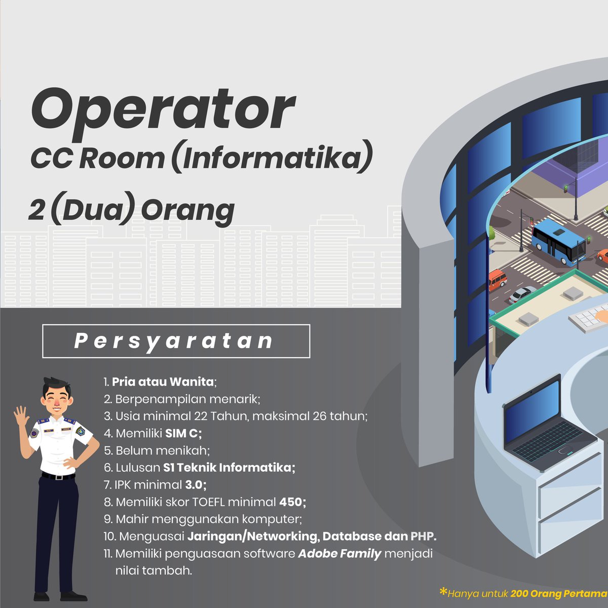 AtcsBandung's tweet photo. Halo wargi Bandung, kabar gembira nihhh dalam waktu dekat kami akan Membuka Rekrutmen untuk SDM ATCS Kota Bandung

Formasi yang dibutuhkan Operator &amp; Teknisi APILL..
Mohon disimak dan di baca baik-baik untuk persyaratan yang terlampir slide per slidenya ya.. https://t.co/okvnkGsrtU