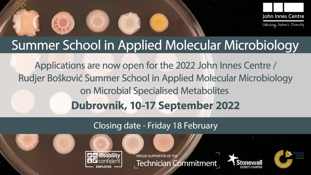 JohnInnesCentre's tweet photo. SUMMER SCHOOL - Applications are now open for the 2022 Summer School in Applied Molecular Microbiology on Microbial Specialised Metabolites - taking place in Dubrovnik, 10-17 September 2022

📅 - Friday 18 February

https://t.co/zk20e2hjCn https://t.co/D3PtbteI2z