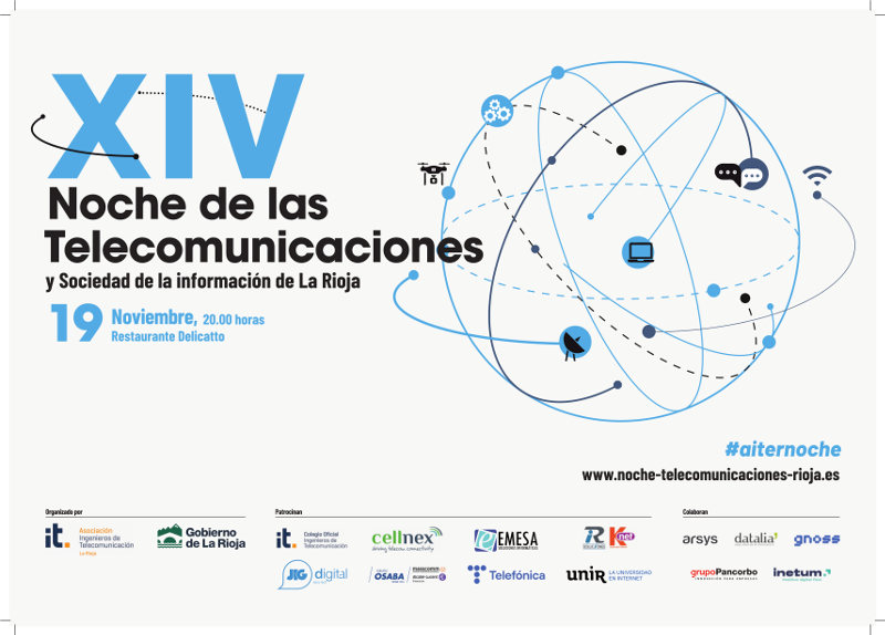 Esta tarde (20h) celebramos #aiternoche. Esperamos disfrutar de una Noche especial junto con los premiados 🏅 ( Alberto Hijazo, TicandBot, <a href="/SumaInfo_SL/">Suma Info S.L.</a>, <a href="/AERTIC/">AERTIC</a>) y nuestros patrocinadores y colaboradores. noche-telecomunicaciones-rioja.es