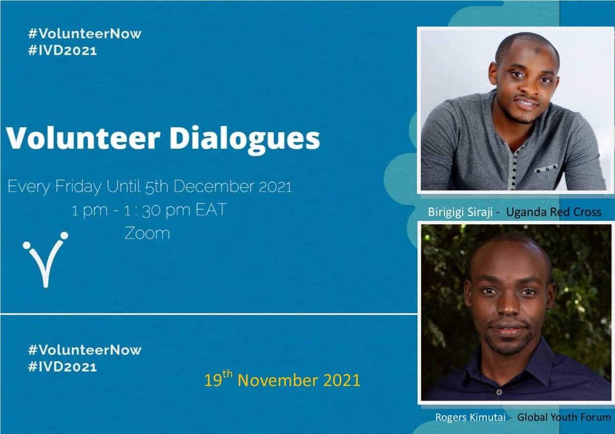 I will be jumping on for quick dialogue on my volunteer journey and what why more youth need to volunteer. 

Share your experiences on volunteering on the comments and how you think we can take volunteering to the next level.
#IVD2021 
#VolunteerNow
<a href="/UNVolunteers/">UN Volunteers</a> 
<a href="/UNV_ESARO/">UNV East and Southern Africa</a>