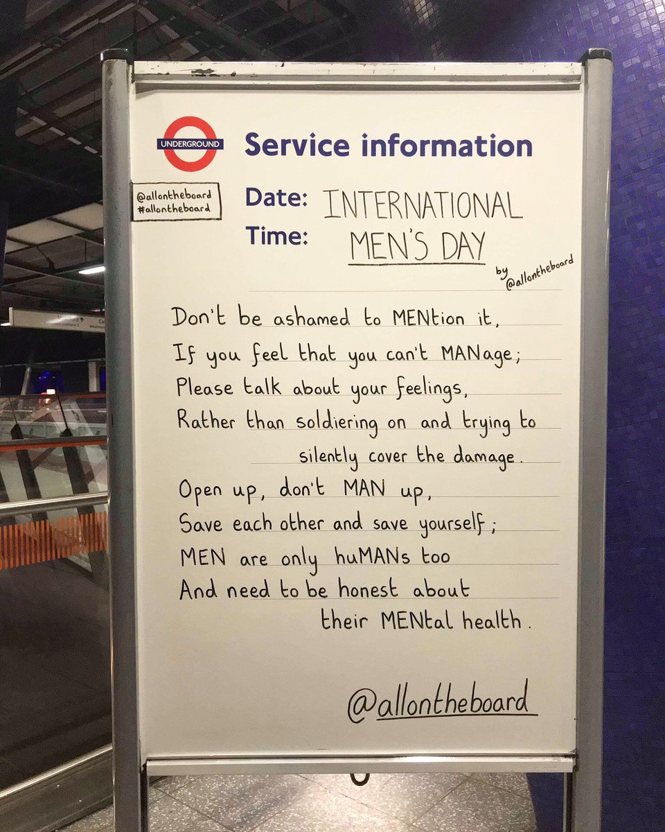 All On The Board (@allontheboard) on Twitter photo Don’t be ashamed to mention it if you feel that you can’t manage.
Talking will save lives. <a href="/allontheboard/">All On The Board</a>
#InternationalMensDay Don’t be ashamed to mention it if you feel that you can’t manage.
Talking will save lives. <a href="/allontheboard/">All On The Board</a>
#InternationalMensDay