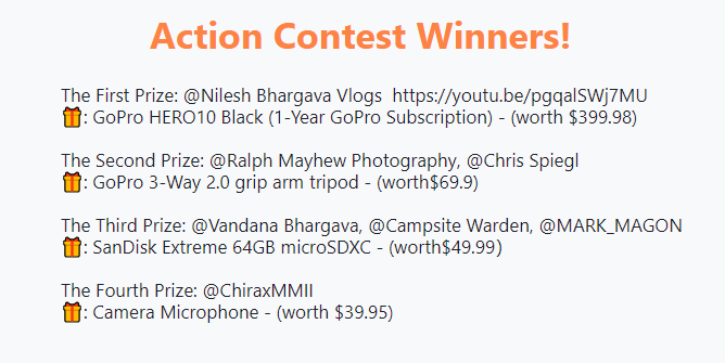 VideoProcEditor's tweet photo. [#VideoProcVloggerContest]
#editingcontest 
Congratulations!🎉🎉🎉
Excited to announce the winners of our #ActionContest. 
The award notification has been sent to winners via email, please check and reply to it within 7 working days. Otherwise, it will be automatically invalid. https://t.co/xhFXEVsfwh