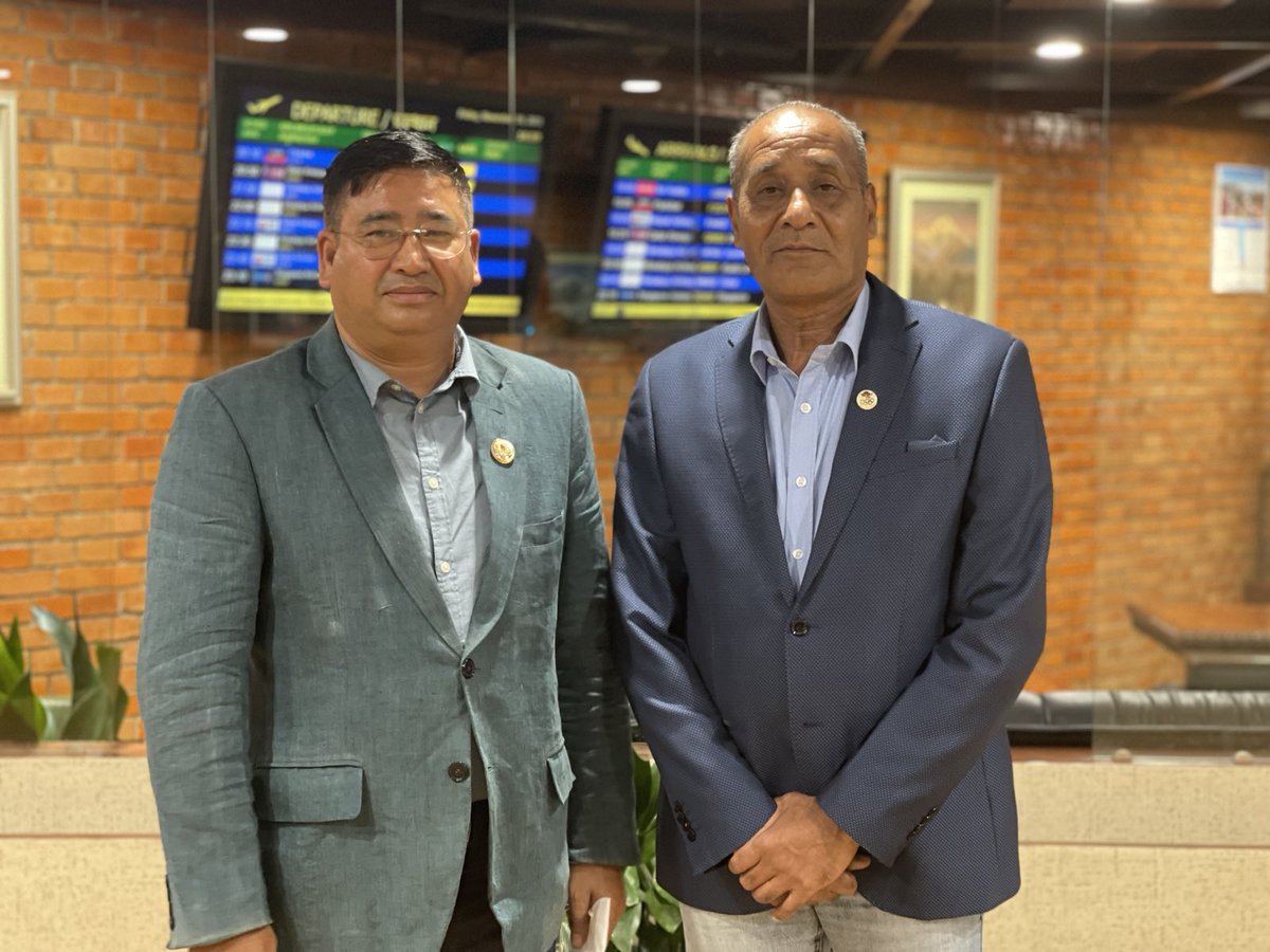 NocNepal's tweet photo. President of NOC/ Member of Parliament Honourable Jeevan Ram Shrestha and Secretary General of NOC Mr. Nilendra Raj Shrestha travelled today to Dubai, UAE for the 40th OCA General Assembly https://t.co/qXu47lfp8F