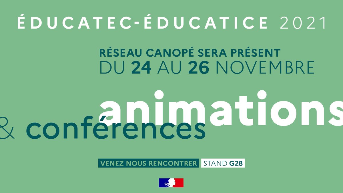 Labriet_PM's tweet image. [AGENDA 🔔]
@educatectice se tientra les 24, 25 et 26 novembre à #Paris
« Quel numérique éducatif pour le monde d’après ? »
Programme ✅ lnkd.in/e9_Wwmsx

#EducatecTice #Conférence #Outillage #Numérique #EducatecTice #Hiboutheque