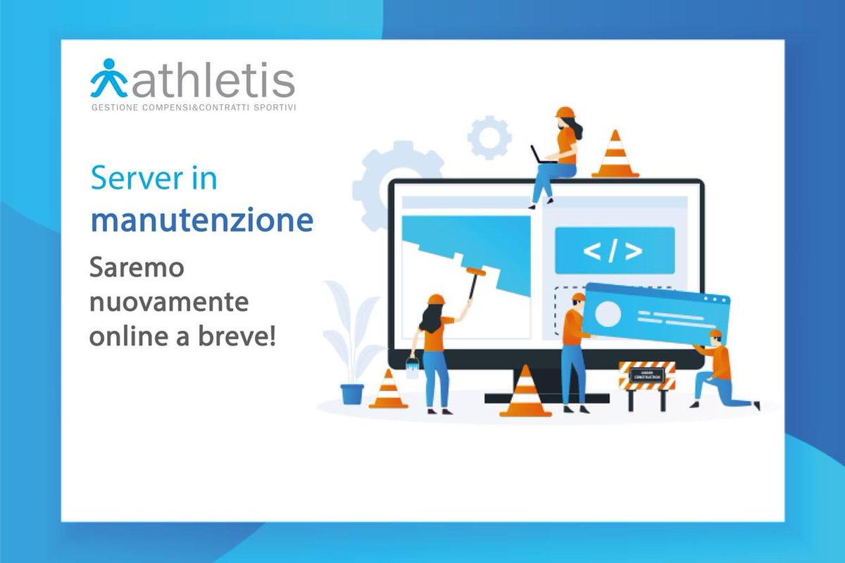 athletis_system's tweet photo. Chiediamo scusa per il disagio ma stiamo lavorando ad una manutenzione straordinaria del servizio. Saremo nuovamente online a breve!

— Il Team Athletis https://t.co/a02Mz3E4H2