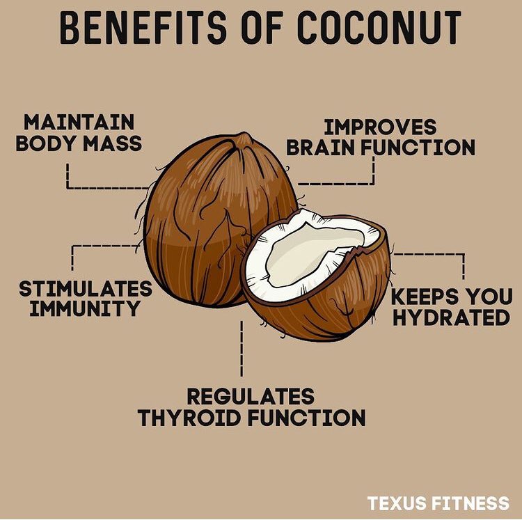 texusfit's tweet photo. Benefits of coconut
1). Maintain Body mass
2). Stimulates Immunity 
3). Regulates Thyroid function
4). Keeps you hydrated 
5). Improves Brain function
. Follow : @texusfit 
.
.
.
#texusfitness #coconut #coconutwater #coconutbenefits #healthy #HealthyEating #healthlifestyle https://t.co/gSyXt4Pj57
