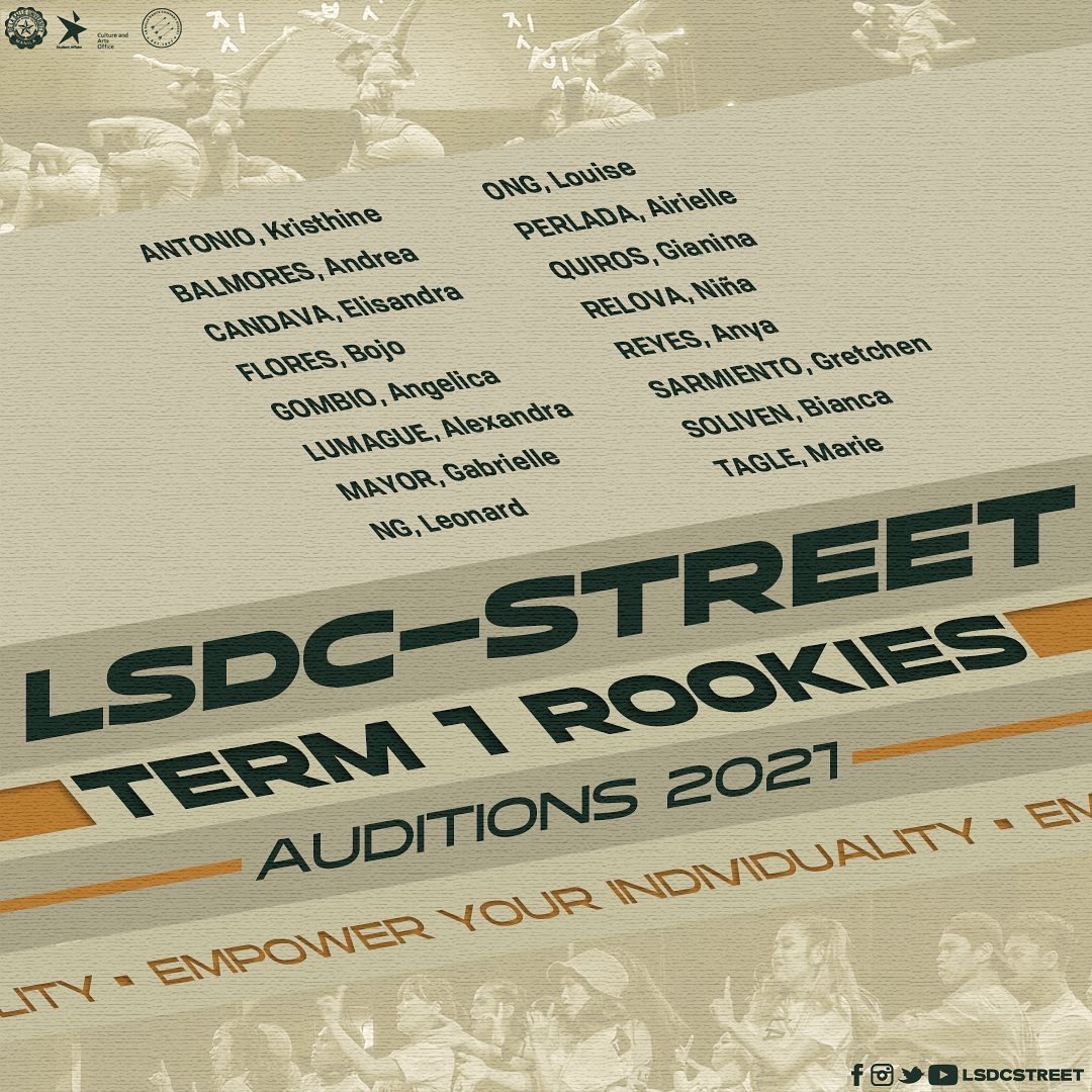 lsdcstreet's tweet photo. These individuals took on the opportunity and are ready to empower their individuality with the family. 

Welcome to LSDC-Street, Term 1 Rookies! 💚🏹

Congratulations! We can’t wait for your journey embodied by Family, Excellence, and Legacy.

Pub by: Lia Galido https://t.co/nznp42XZrD