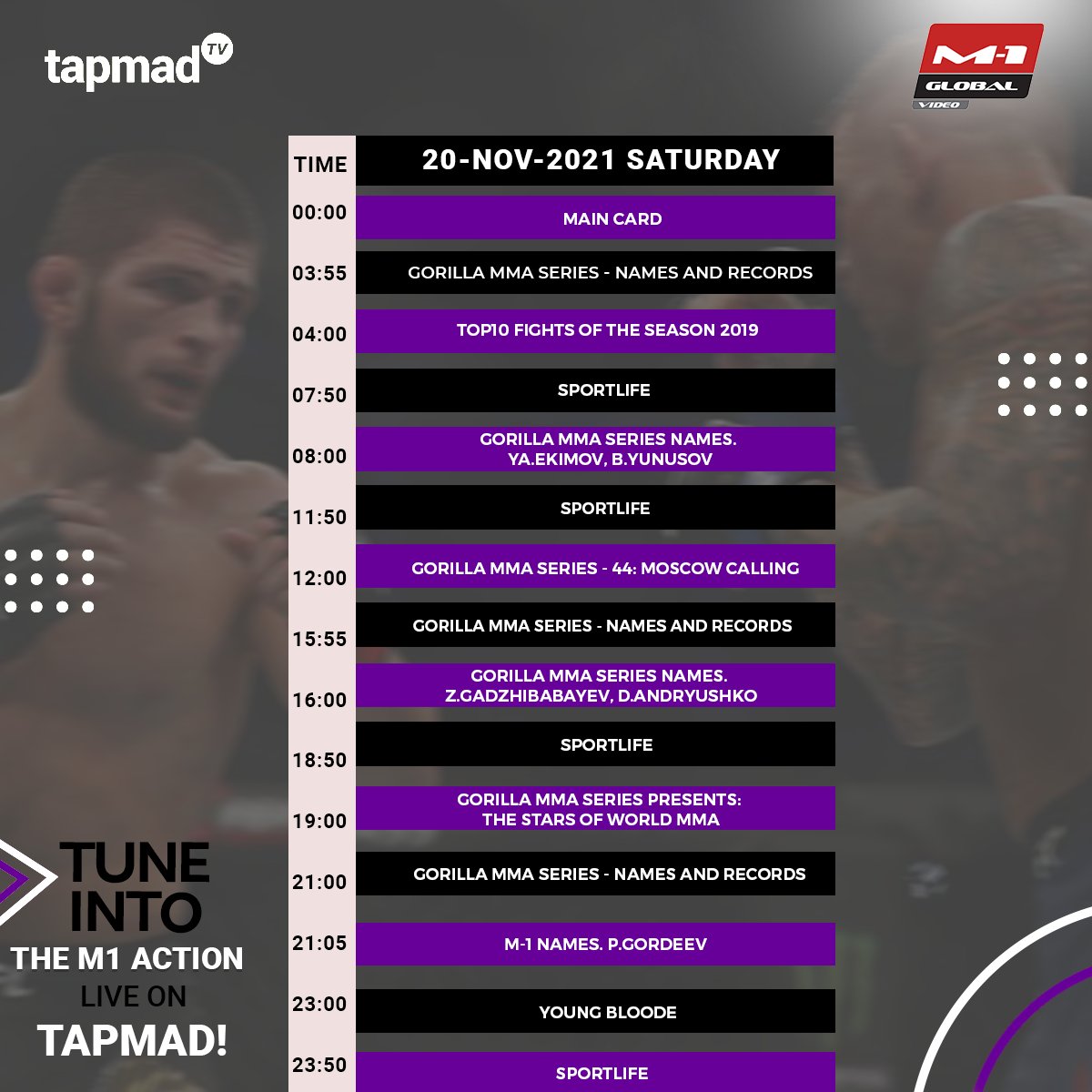 tapmadtv's tweet photo. Are you ready to get your fight on? Now watch M1 Global live only on Tapmad TV!
#M1Global #MMA #Tapmad #TapmadSports https://t.co/srr9EaJ3nV