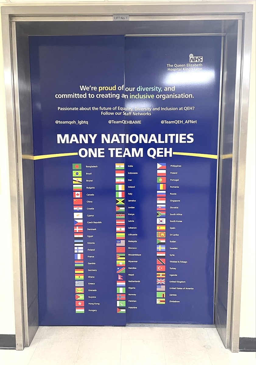 Incredibly proud of our diverse workforce here <a href="/TeamQEH/">The QEH King's Lynn</a> many nationalities one #teamQEH #Inclusion #Diversity #Proud @TeamQEHStaff <a href="/ckentone/">claire kent 💙</a>