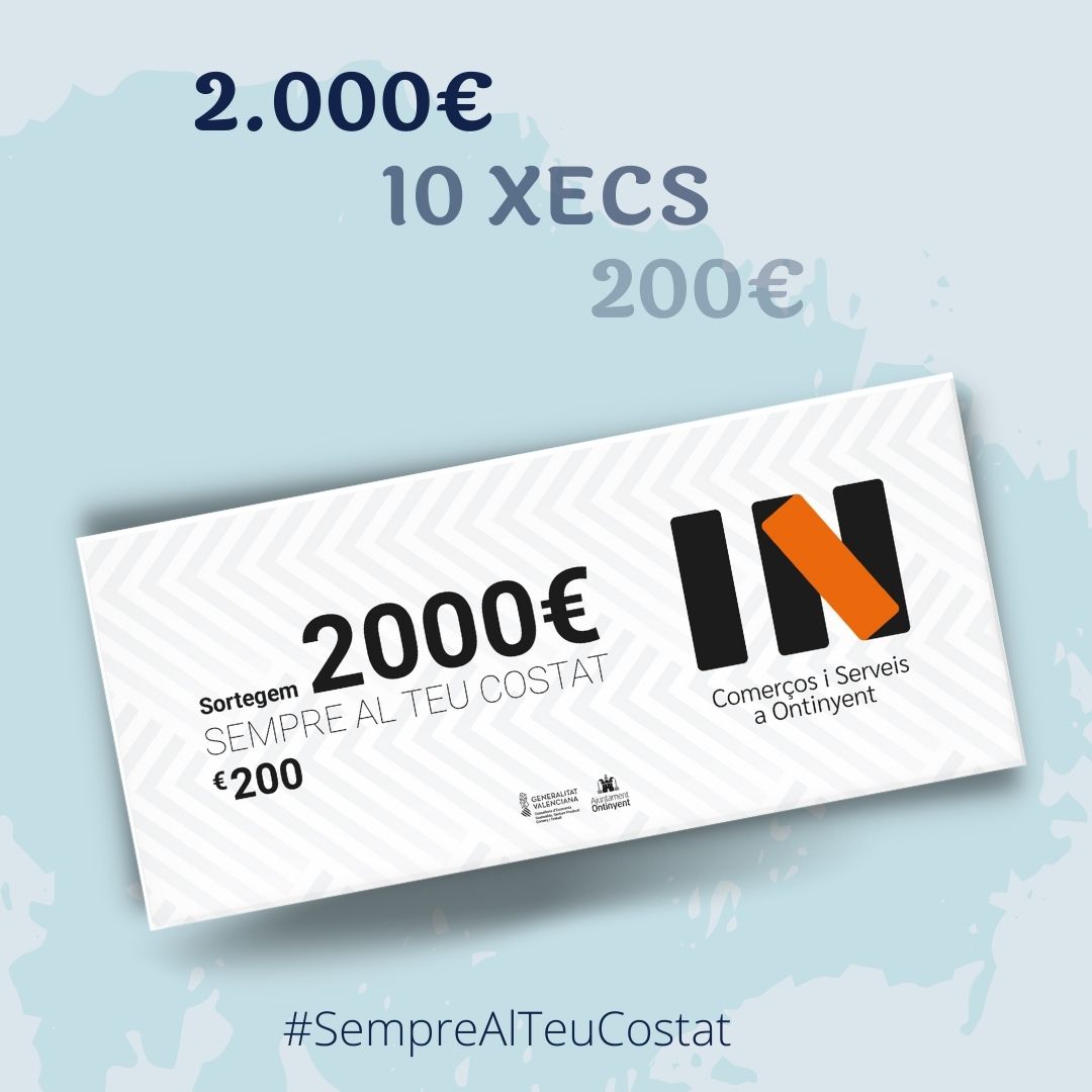 💶 Els Comerços i Serveis IN volem ser el teu referent de compres,perquè estem #semprealteucostat!🛍️ Vine als nostres establiments, descobreix els petits tresors del Comerç local i la calidesa dels Serveis de proximitat… I t’ho agraïm premiant la teua fidelitat amb 2️⃣0️⃣0️⃣0️⃣€!😉