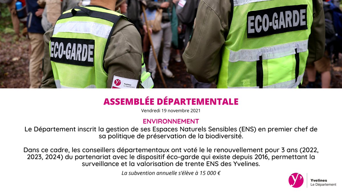 Les_Yvelines's tweet photo. #VosElus78EtVous 🌳 Dans le cadre de la préservation de la biodiversité, les conseillers départementaux ont voté le renouvellement pour 3 ans du partenariat avec le dispositif #EcoGarde qui existe depuis 2016, permettant la surveillance et la valorisation de 30 ENS des Yvelines. https://t.co/rWsFAzsvdP