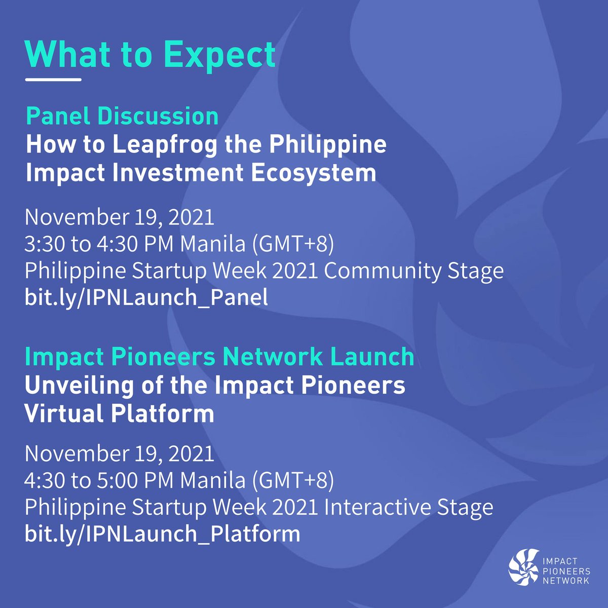 VillgroPH's tweet photo. Join us today, November 19 from 3:30PM - 5:00PM for an engaging discussion on the role of @VillgroPH  and @xchangedotph 's Impact Pioneers Network in scaling enterprises and supporting changemakers  at #phsw2021 
#impactentrepreneurs #villgroph #philippines #womenentrepreneurs https://t.co/1Y0LkfQifo
