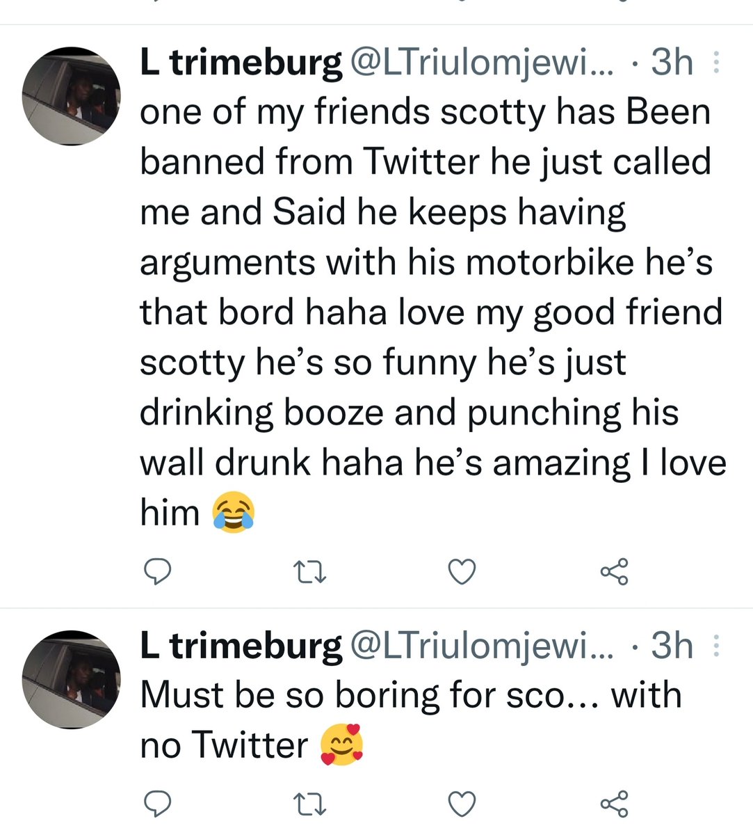 TriThinking's tweet photo. @novahollandiae @theSGM4 @DannyWright82 @LTriulomjewish @abline11 His game. Scott is the guy he got suspended. Also he tries to get the Bot to flag your account. https://t.co/gl715IvjHB