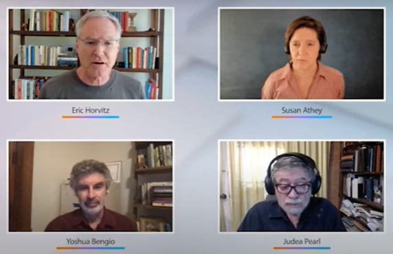 erichorvitz's tweet photo. Discussion on causal machine learning with 
@yudapearl @Susan_Athey Yoshua Bengio https://t.co/CIqaB2Es7P Panel at Microsoft Research Summit @MSFTResearch #causality #ML #DNN https://t.co/79kXQVCpUU