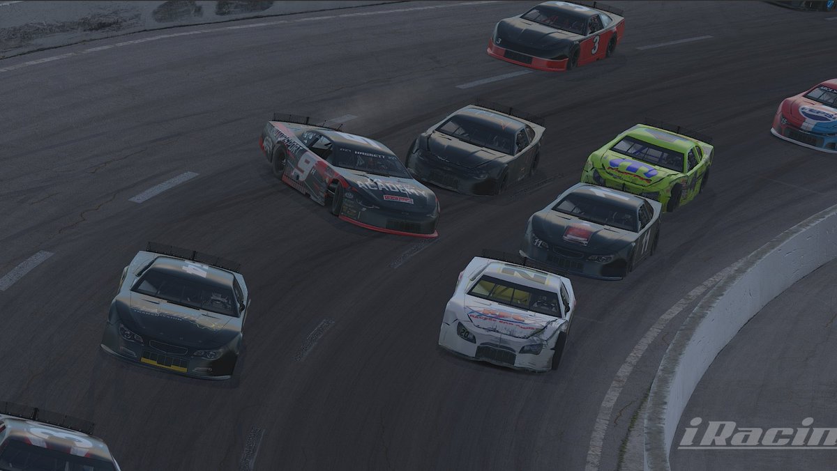 S_Hassett91's tweet photo. Ran another fixed setup derby by mistake. Started 11th, led a few laps before getting dumped and managed to bring it home 4th. Made the tires last 162 laps. Had a pretty fun battle for 3rd just couldn’t hold it on the outside for the finish. #WeAreTA #Derby2 #Another300 https://t.co/QP4cCcCKcM