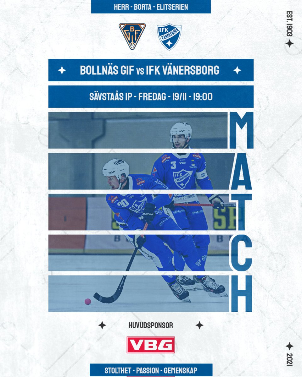 🏆 Elitserien 
🆚️ Bollnäs Bandy 
🏟 Sävstaås IP
⏳ 19:00
📲 <a href="/bandygrytan/">Bandygrytan</a> 
📺 Sportbladet Play
📝 ifkvanersborg.se/infor-bollnas-…