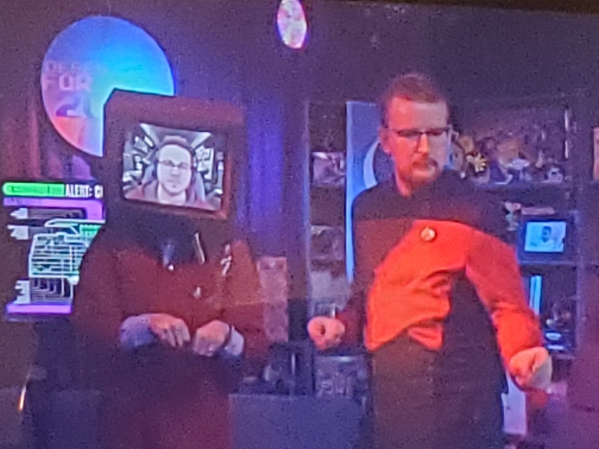 HothPodIan's tweet photo. @DesertBus our stream froze on this fantastic freeze frame of @sergeyager and @Graham_LRR looking like they just beamed down into a very confusing situation. https://t.co/1e5tLgvnmB