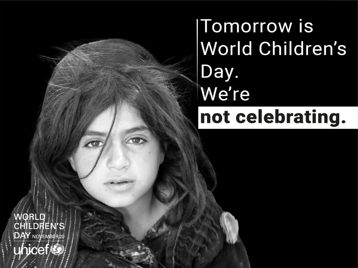 UNICEFAfg's tweet photo. Tomorrow is #WorldChildrensDay. @UNICEFAfg isn’t celebrating.  
We’re closing our digital platforms for 24hrs to reflect the challenges that #children in Afghanistan are facing &amp; to ask the global community to avert a humanitarian crisis now. RT to show your support! https://t.co/FQUwAa3tsK