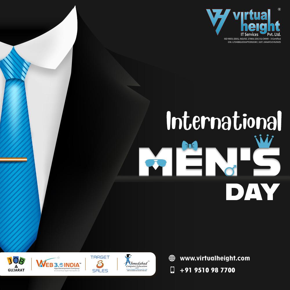 VirtualHeight's tweet photo. Let's celebrate the passion of manhood. Happy men's day..!!
.
.
.
#InternationalMensDay #MensDay #BestApplicationDevelopmentCompany #ahmedabadcompany #WebDevelopment #Appdevelopment #Gamedevelopment #itcompany #Web30India #VirtualHeight https://t.co/wtGrZu6vxK