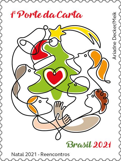 PhilatelyTimes's tweet photo. #BrazilPost issued a stamp designed by Mother &amp; Son duo Ariadne Decker and Meik. Stamp features abstract art to celebrate love, gratitude and hope.

#Christmas #Stamps #Correios #Selos https://t.co/c1BwZoOo3h