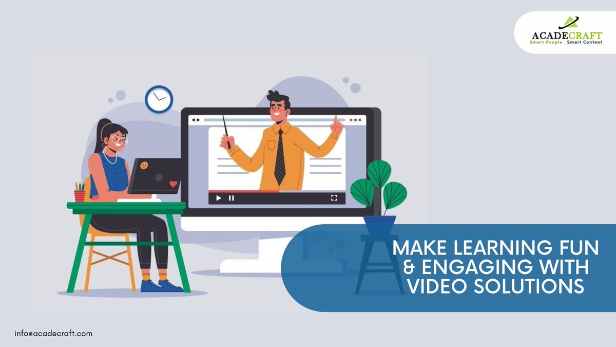 Acadecraft_Inc's tweet photo. #highereducation topics can sometimes be boring for university learners. They need something that breaks down tough concepts while also being engaging. Heard about our #Video Solutions for Education https://t.co/1zKFZuLI0k #videolecture #videosolution #fridaymorning #USA https://t.co/guBDRIIPeR