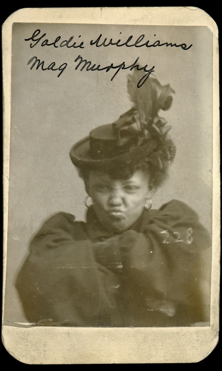 aflashbak's tweet photo. Arrested on January 29, 1898, in Nebraska, the police notes tell us that Goldie Williams, aka Mag Murphy, stood 5 feet tall and weighed 110 pounds. She refused to unfold her arms and stop making this face for her mugshot.  

Print - with free shipping - https://t.co/geL4bniWqa https://t.co/hE3Wj8anG0