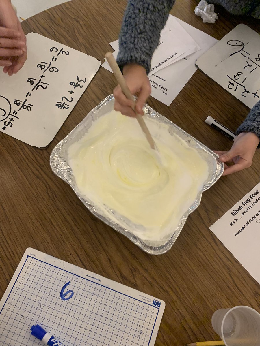 MrsKelseyOrd's tweet photo. Today was one of my favorite days of the year! Students solved +/-  fractions with unlike denominators expressions to determine how much of each ingredient they needed for their slime recipe. The excitement and engagement were 🙌🏻!! #RISDPowerofLove https://t.co/l0NfHWwyTw