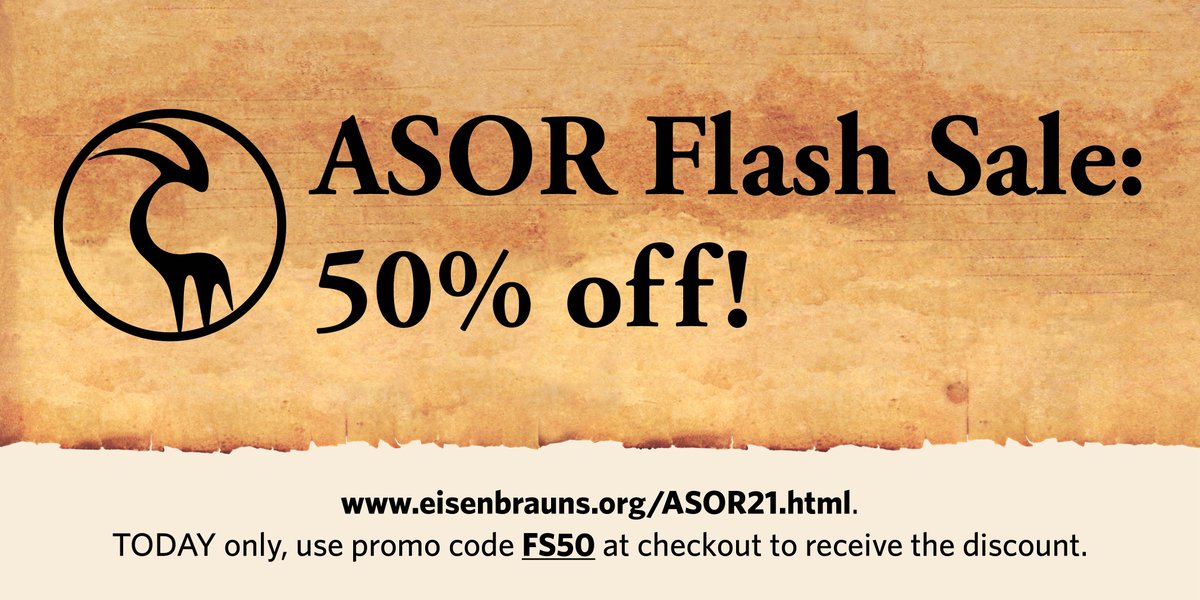 🚨FRIDAY ONLY!🚨50% off + free domestic shipping on all books in our virtual ASOR exhibit with code FS50! 📚Shop here: rb.gy/putuj1 📚
