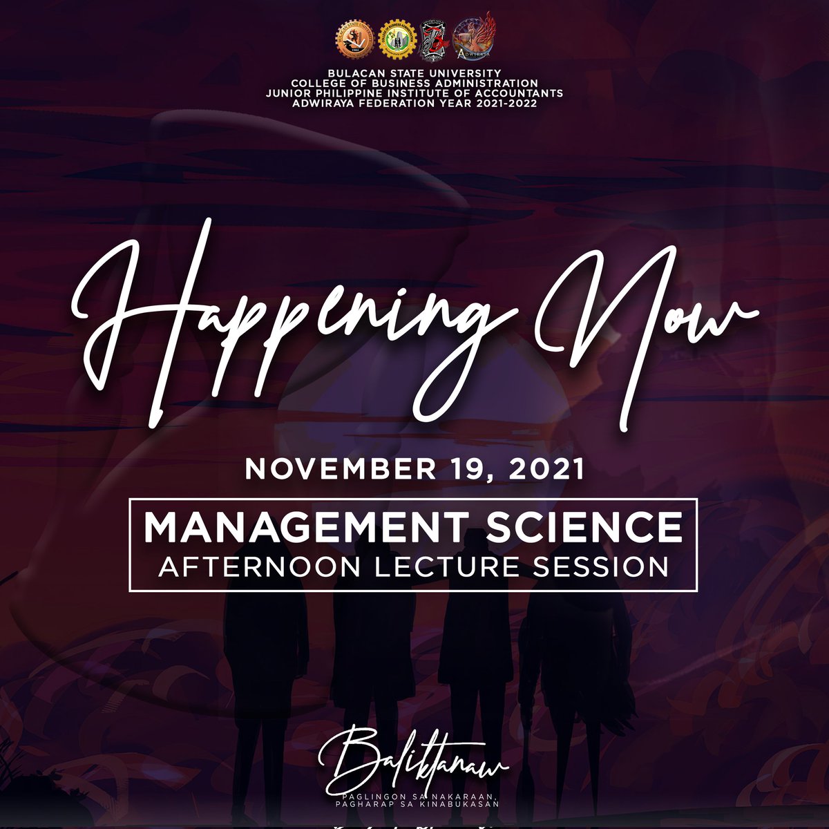 jpia_bulsu's tweet photo. Kumusta? 
Nabusog ba kayo sa ating pagba-baliktanaw?

Oras na upang ating ipagpatuloy ang "Baliktanaw: Paglingon sa Nakaraan, Pagharap sa Kinabukasan". (1/2)

#Baliktanaw
#ReviewSession
#JPIABulSU2122
#ADWIRAYA https://t.co/fMHFDlPJoB