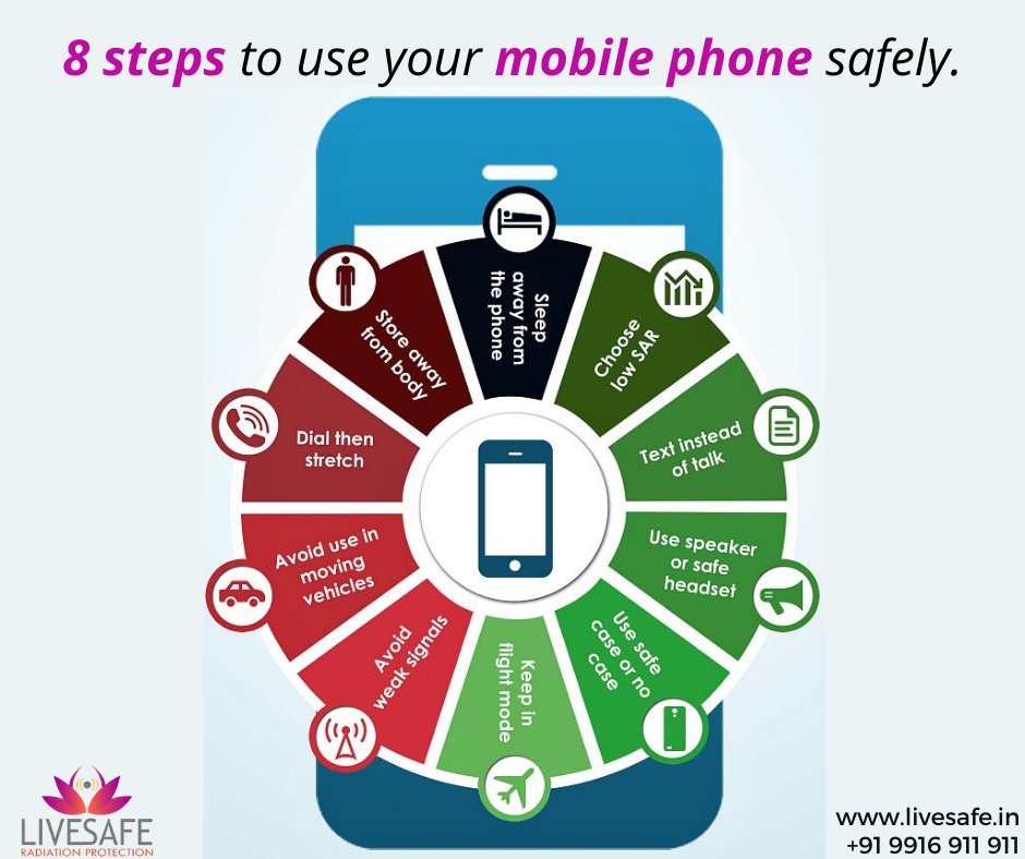 8 steps to use your mobile phone safely.👉📱👉📲
Click on the link below to learn more👇👇👇
livesafe.in/2016/01/19/eig…

#radiationprotection #electromagneticradiation #emfprotection #radiationsideeffects #healthyliving #cleanlifestyle #emfshielding #emfsensitivity  #emfpollution