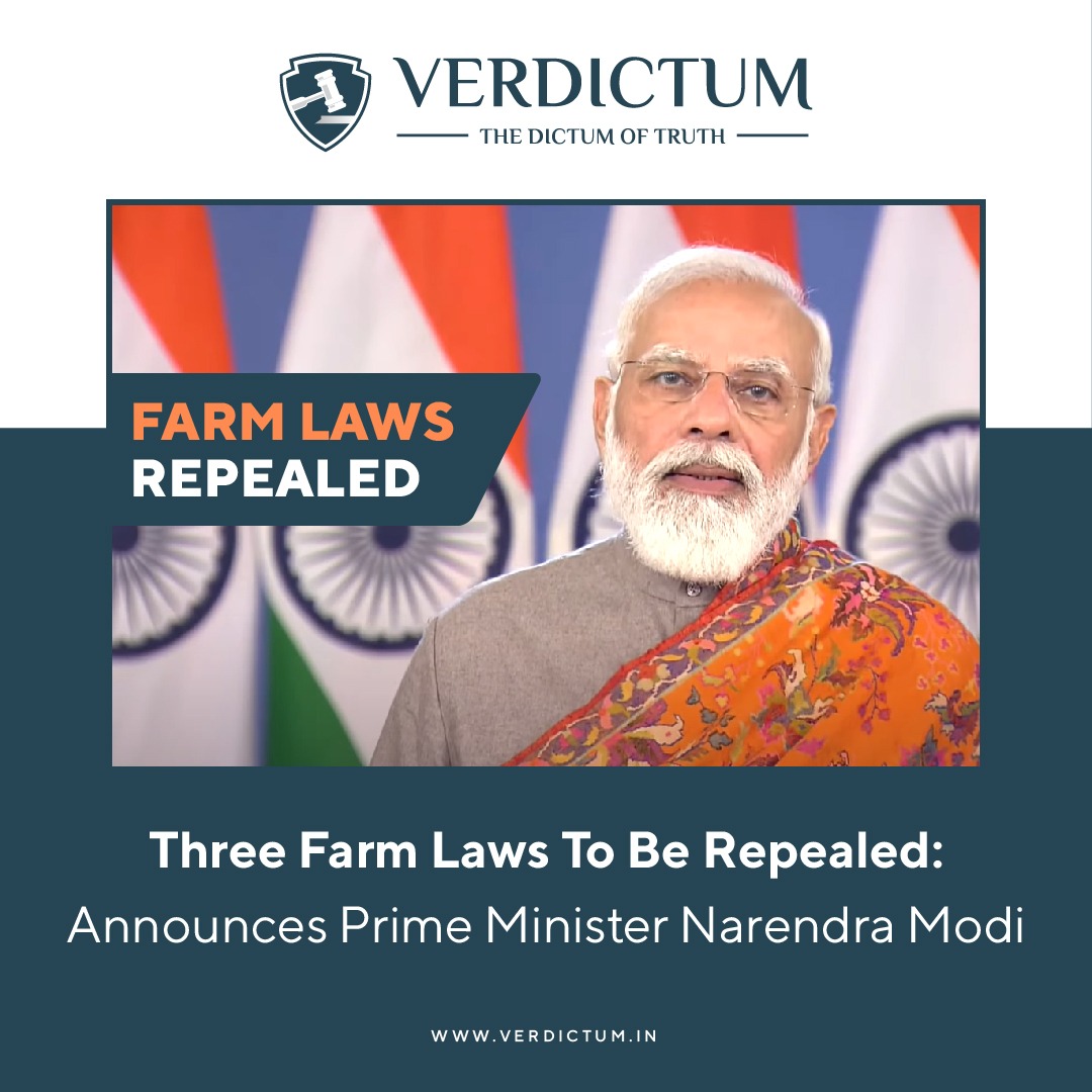 verdictum_in's tweet photo. "We have decided to repeal the three #farmlaws, the constitutional process for repealing them would take place in the upcoming Parliament session at the end of this month," @PMOIndia   said.
#farmlawswithdrawn @narendramodi
https://t.co/i8FDhwQHqY https://t.co/MPtTGgG6n2