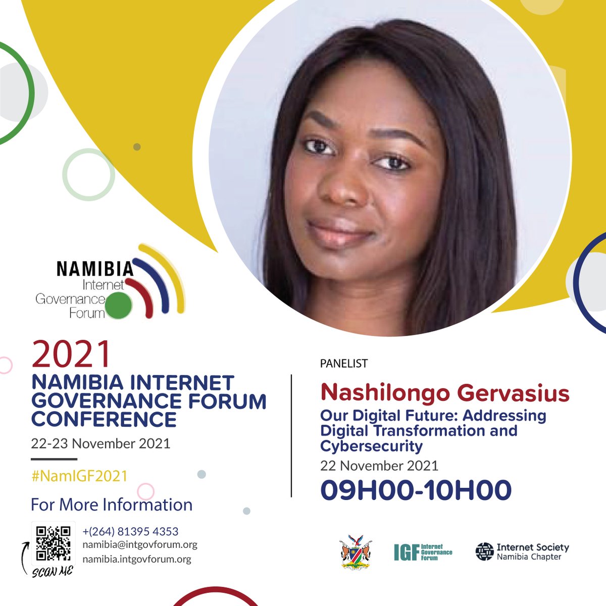 Nashilongo's tweet photo. The Namibia Internet Governance Forum takes place next week. Looking forward to this multistakeholder engagement. @NamibiaIGF @ISOCNamibia @MICTNamibia @CRANamibia
#NetGovernance https://t.co/ChboJvVETM