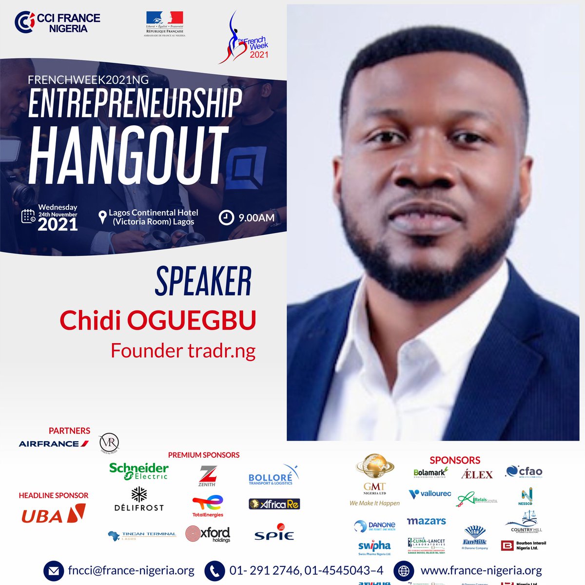 CCI France Nigeria (@ccifn) on Twitter photo Young Entrepreneurs are not left out of the #frenchweek2021ng as on the 24th of November, we host young startups to an idea-sharing, games, and pitch session. Thanks to <a href="/Tradrng/">Tradr Nigeria</a> the author of Pitch Mastery <a href="/chiomaredbutton/">Chioma Ogbudimkpa</a>
and Adejoke Lasisi
#frenchweek2021ng Young Entrepreneurs are not left out of the #frenchweek2021ng as on the 24th of November, we host young startups to an idea-sharing, games, and pitch session. Thanks to <a href="/Tradrng/">Tradr Nigeria</a> the author of Pitch Mastery <a href="/chiomaredbutton/">Chioma Ogbudimkpa</a>
and Adejoke Lasisi
#frenchweek2021ng