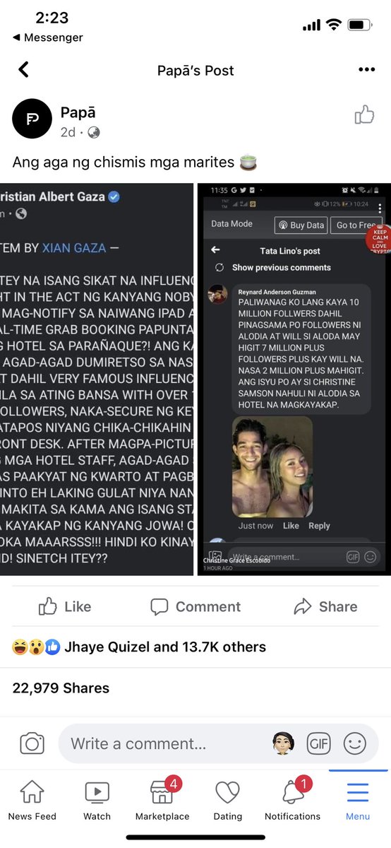 sophiaasuace's tweet photo. It's considered fake news because according Franco Mabanta, Barbie Imperial is nothing to do with their break up and also there are friends with Alodia. 
#MILOnlineVerification #DeAcostaA #XUMIL2021 https://t.co/4WVIuAsYPY