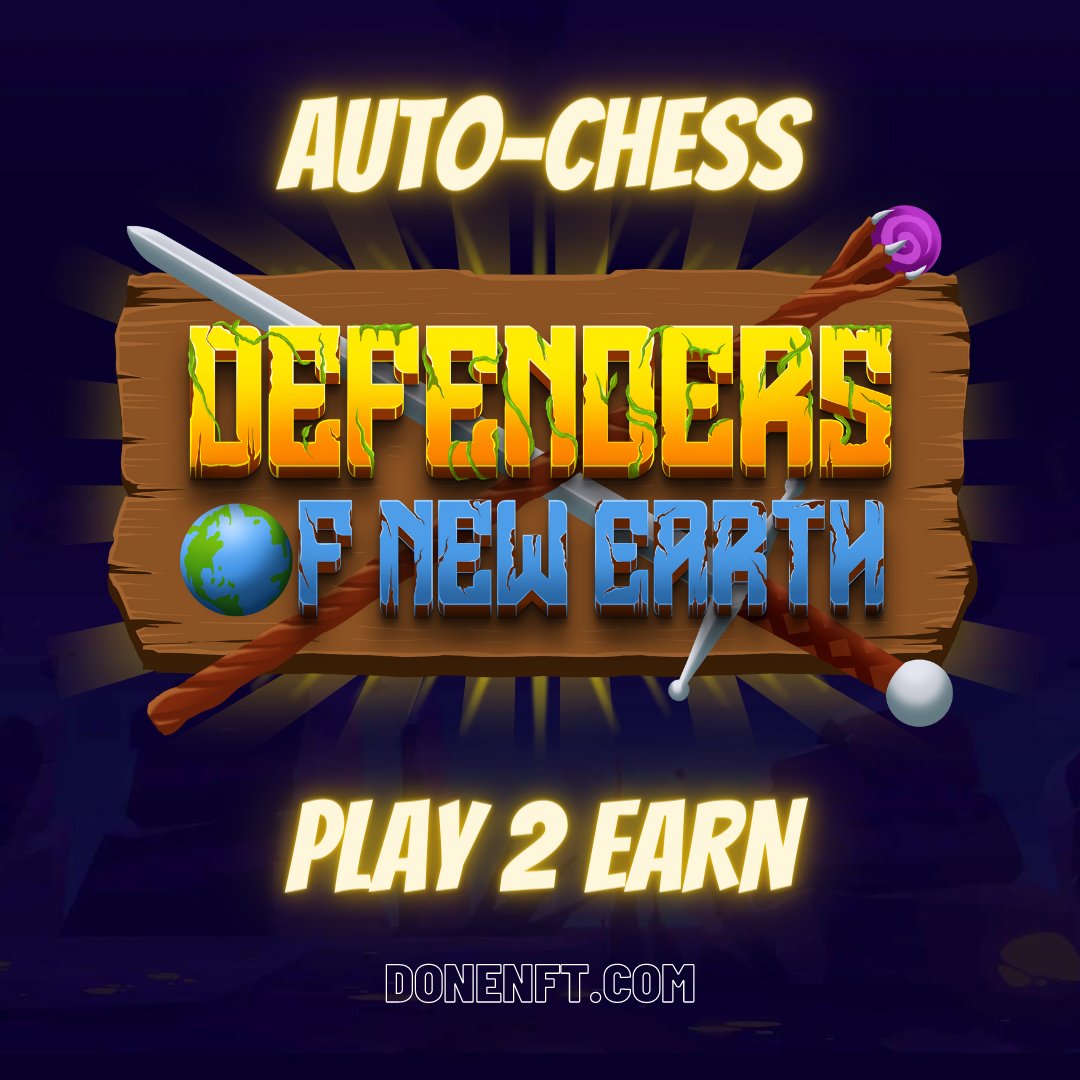 DONENFT's tweet photo. ARE YOU READY FOR THE HOTTEST Play2Earn GAME?
Defenders of New Earth is a blockchain-based strategy game that combines the best elements of MOBA and chess.
Become a defender and join us now on https://t.co/mL39og5pBV
#NFT #crypto #Play2Earn #PlayToEarn #NFTGame #donenft https://t.co/lss4dqfqnP