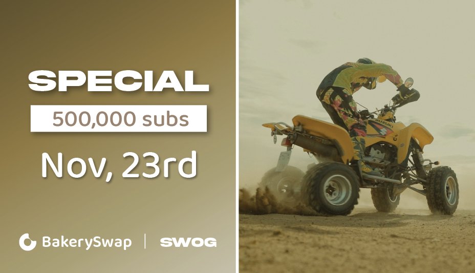 bakery_swap's tweet photo. #SWOG's "Special 500K Subs" powered by #BakerySwap will have its exclusive #NFT... 1/1 edition.

https://t.co/NB5GbfKxw2 Close to 20,000 views in less than a week 🔥

📅Nov 23rd Save the date! https://t.co/moONZ6iv6L