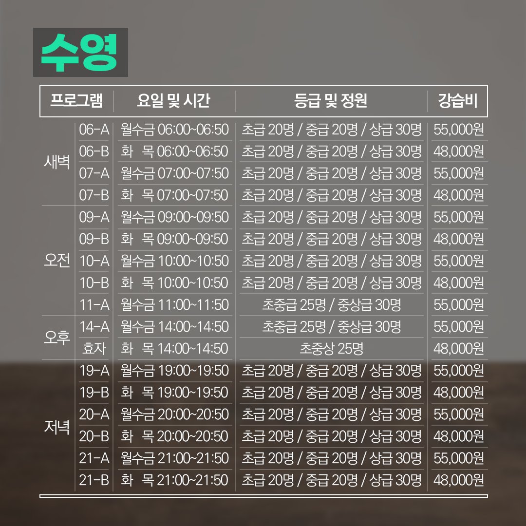 YongSanGu's tweet image. 용산구문화체육센터
12월 프로그램 안내!

수영, 발레, 배드민턴, 피아노 등
용산구문화체육센터가 다양한 강의를
준비했습니다! 많은 관심 부탁드려요!

📌홈페이지 바로가기!
✅yong-san.or.kr/sc/main/

#용산구청 #용산구 #문화체육센터 #문센