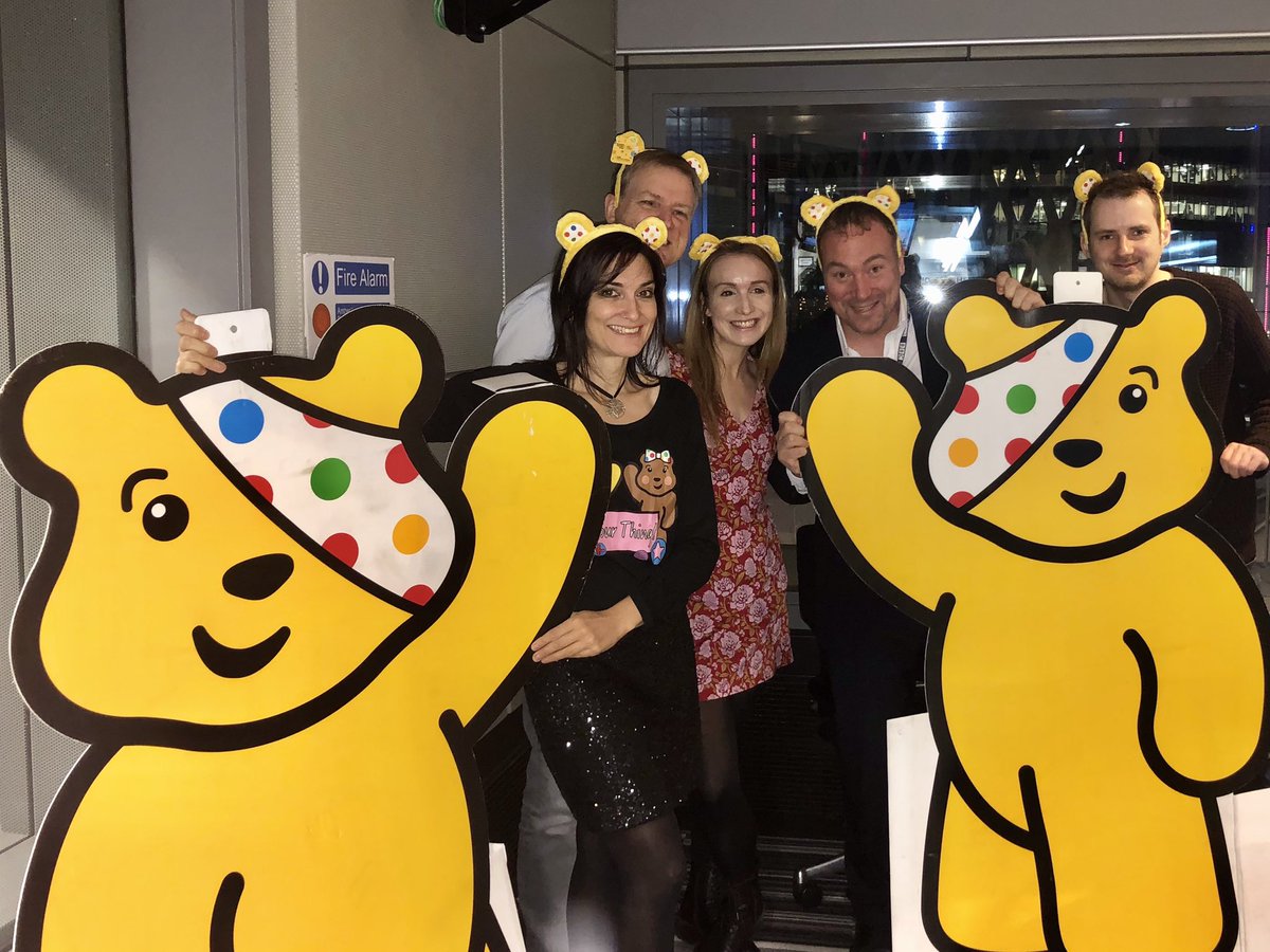 michellea951's tweet photo. Happy #ChildreninNeed  Day!! As the show comes from Salford for the very first time, we’re getting our Pudsey ears on and celebrating all the fantastic charities it helps in Greater Manchester. Come and join us on @BBCRadioManc this morning for some fun and laughter 🙂 https://t.co/TTW8YWWSoy