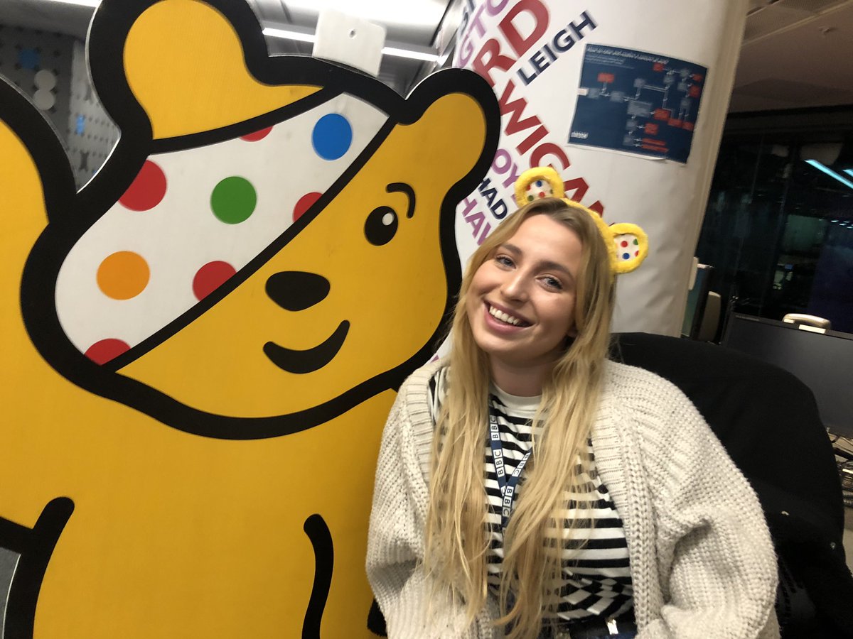 michellea951's tweet photo. Happy #ChildreninNeed  Day!! As the show comes from Salford for the very first time, we’re getting our Pudsey ears on and celebrating all the fantastic charities it helps in Greater Manchester. Come and join us on @BBCRadioManc this morning for some fun and laughter 🙂 https://t.co/TTW8YWWSoy