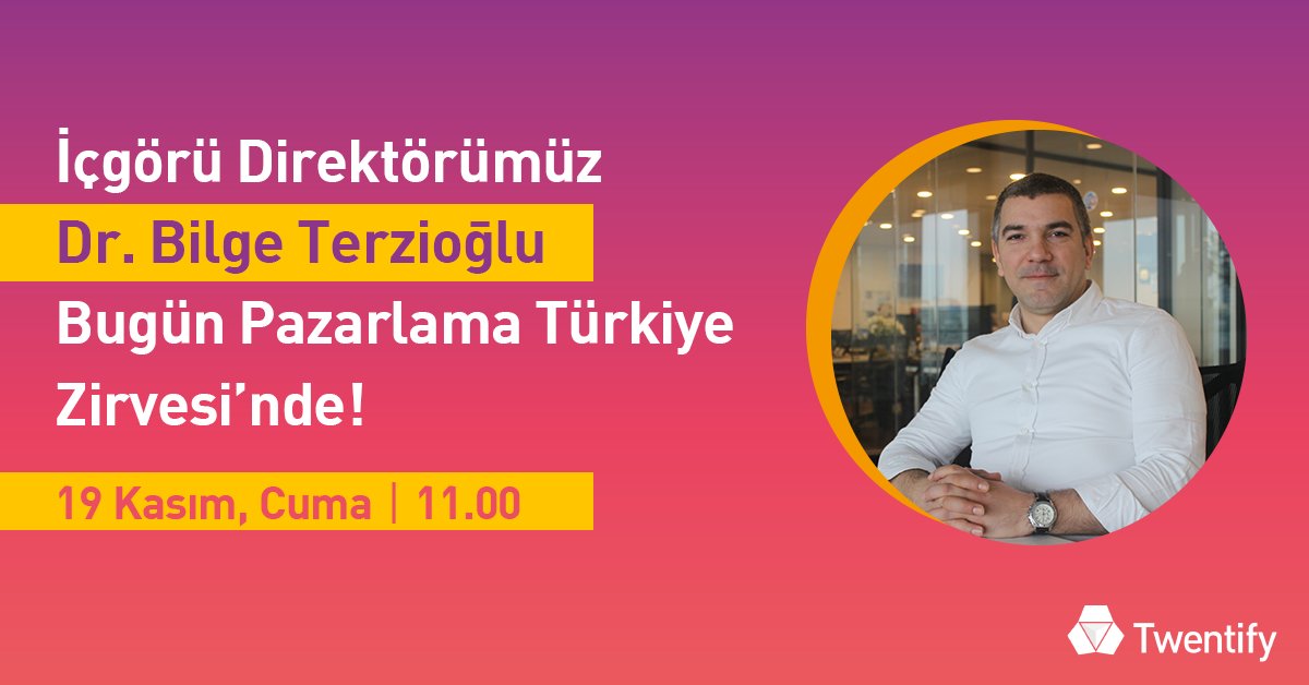 TwentifyTR's tweet photo. İçgörü direktörümüz Bilge Terzioğlu (PhD) bugün saat 11.00’de Pazarlama Türkiye Zirvesi’nde e-ticaret, sürdürülebilirlik ve Z Kuşağı hakkında markaların odaklanması gereken önemli noktaları sizlere aktarıyor olacak.
#Twentify #DecodeHumanMoments #pazarlamatürkiye https://t.co/4xc7GCQmoo