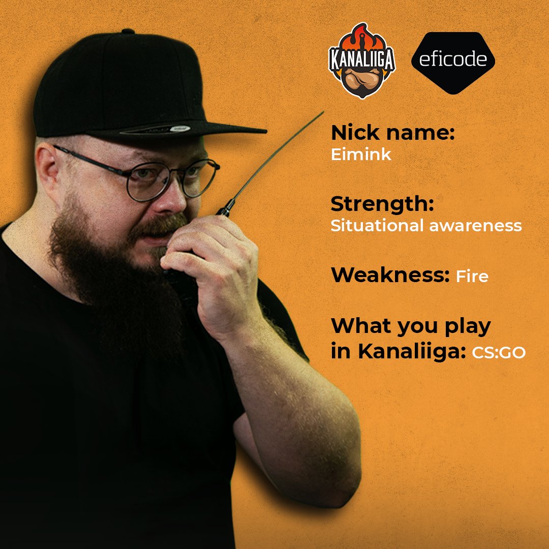 Eficode's tweet image. Second up in our Kanaliiga gamer presentations we have Teppo (@eimink) 🧡Service Manager in the day time, eSports star in the night time - get to know Teppo a little bit more through our interview with him! 
#esports #kanaliiga #humansofeficode